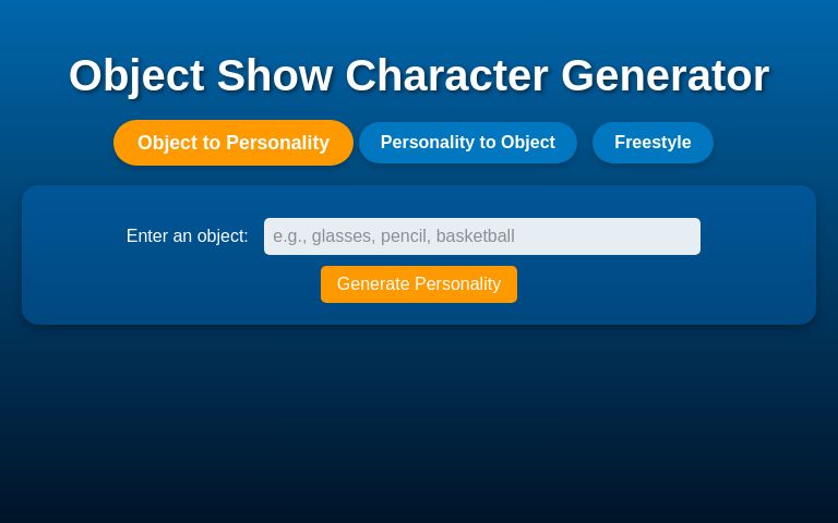 Object Show Character Generator