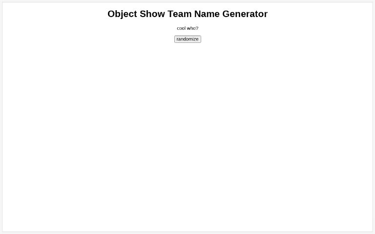 object-show-team-name-generator