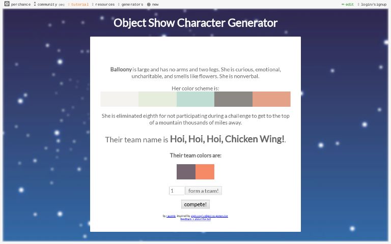 Object Show Character Generator