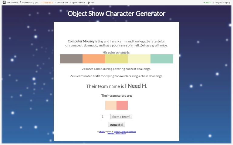 Object Show Character Generator