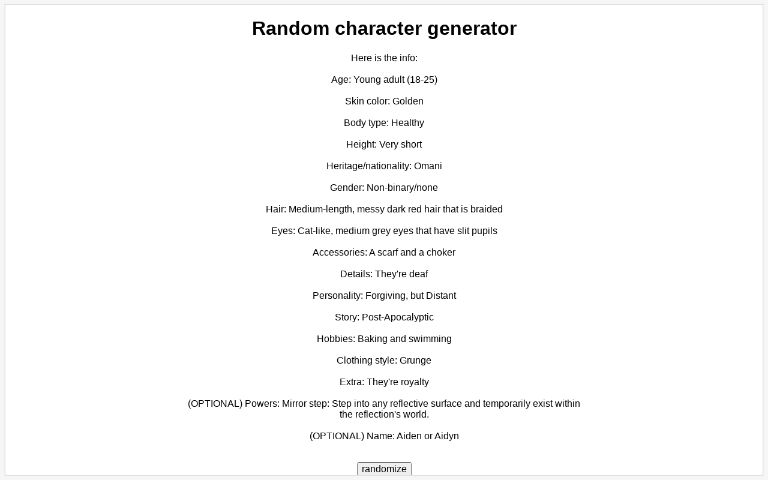 Random character generator
