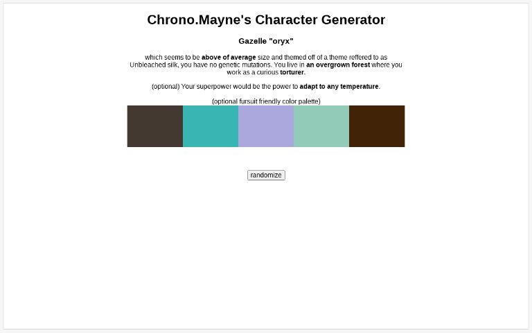 Chrono.Mayne's Character Generator
