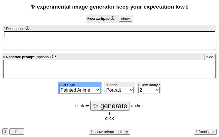experimental image generator keep your expectation low 💫
