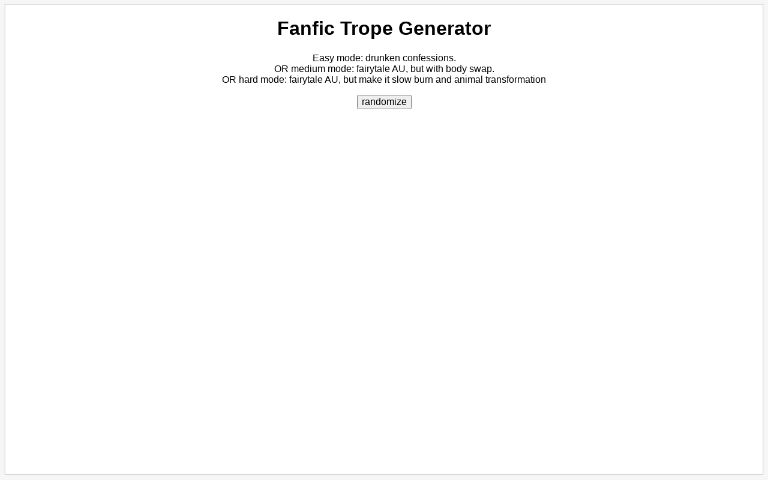 Fanfic Trope Generator