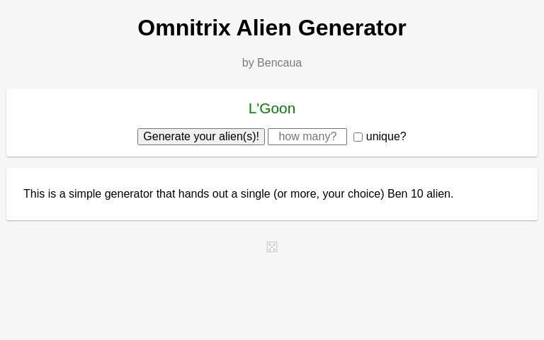 Omnitrix Alien Generator