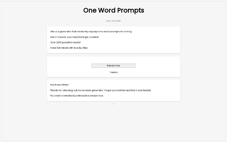 One Word Prompts ― Perchance Generator