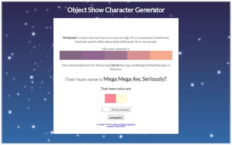 Object Show Character Generator