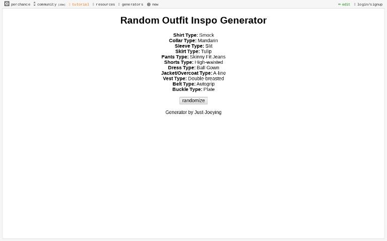 Random Outfit Inspo Generator ― Perchance