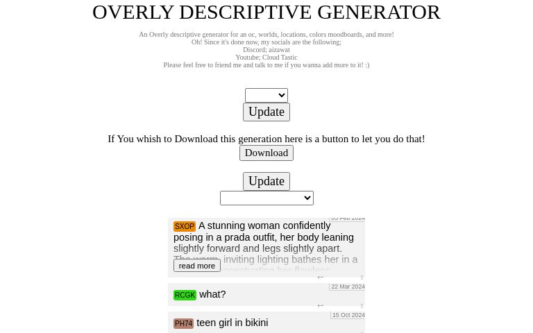 Overly Descriptive ― Perchance Generator