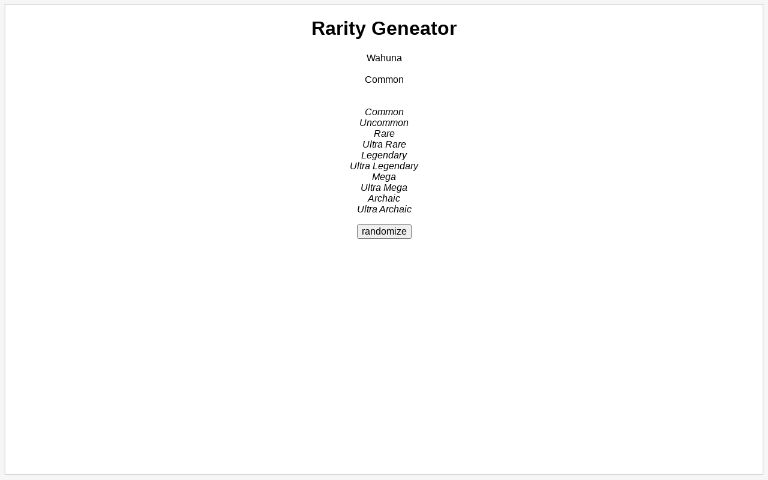 Rarity Geneator ― Perchance Generator
