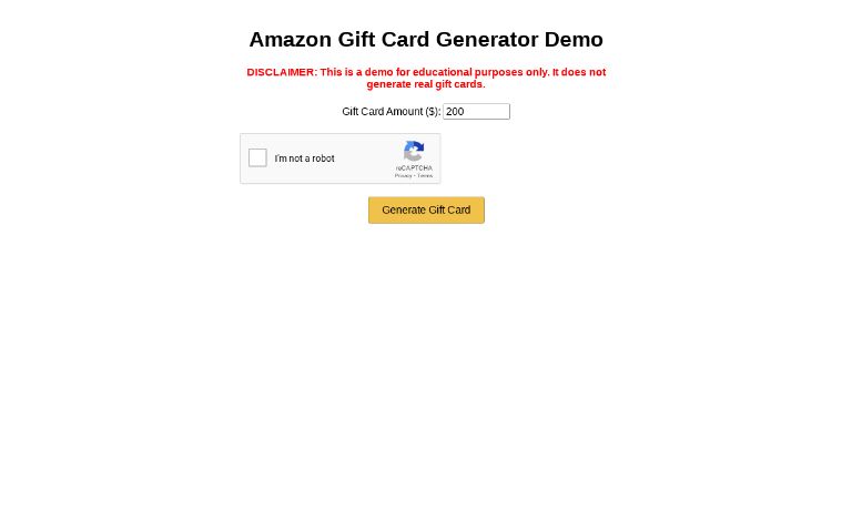 Amazon Gift Card Generator Demo