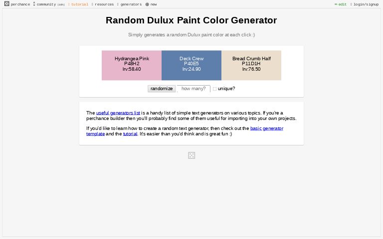 Random Dulux Paint Color Generator Perchance