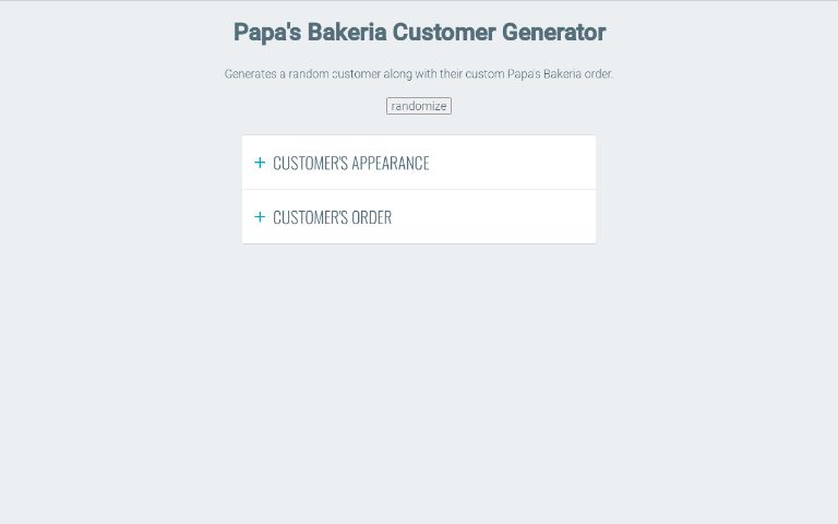 Papa #39 s Bakeria Customer Generator