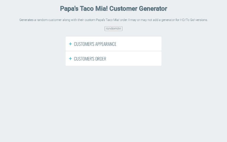 Papa #39 s Taco Mia Customer Generator