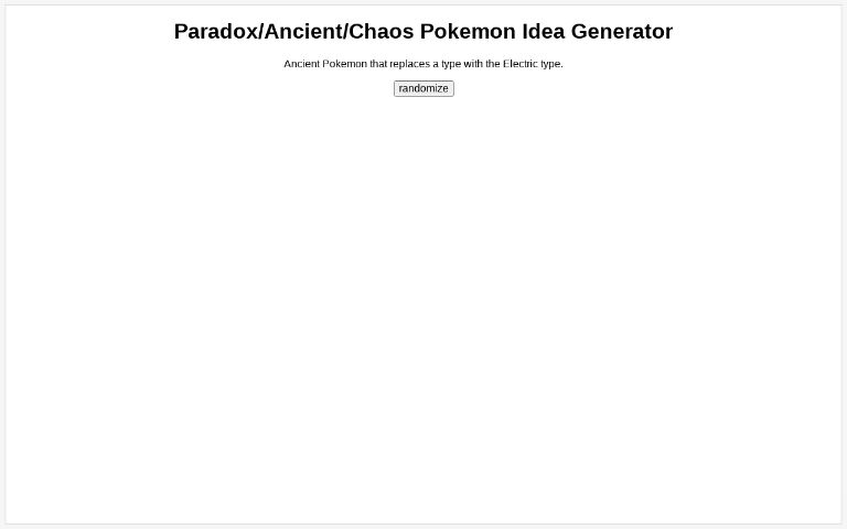 Paradox/Ancient/Chaos Pokemon Idea Generator