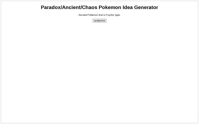 Paradox/Ancient/Chaos Pokemon Idea Generator