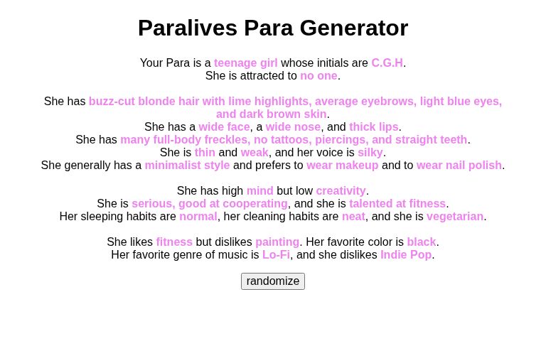 Paralives Para Generator