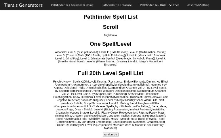 pathfinder-spell-list-perchance-generator