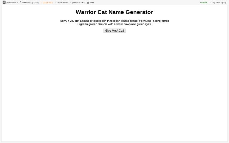 Warrior Cat Name Generator ― Perchance