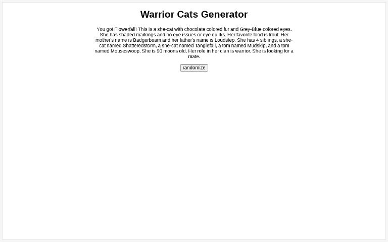 Warrior Cats Generator