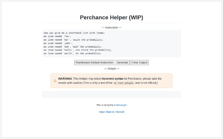 Perchance Helper ― Perchance Generator