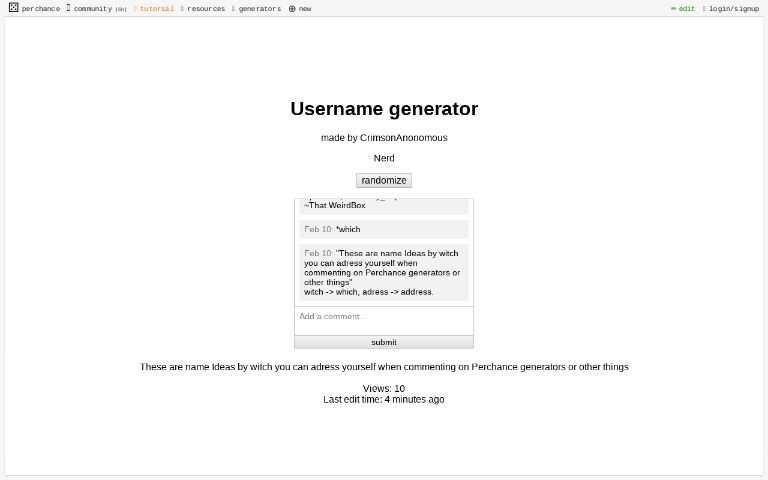 Username generator ― Perchance