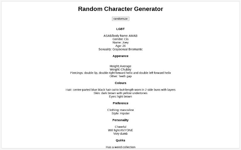 Random Character Generator