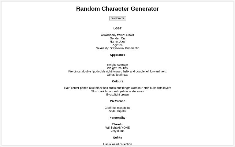 Random Character Generator