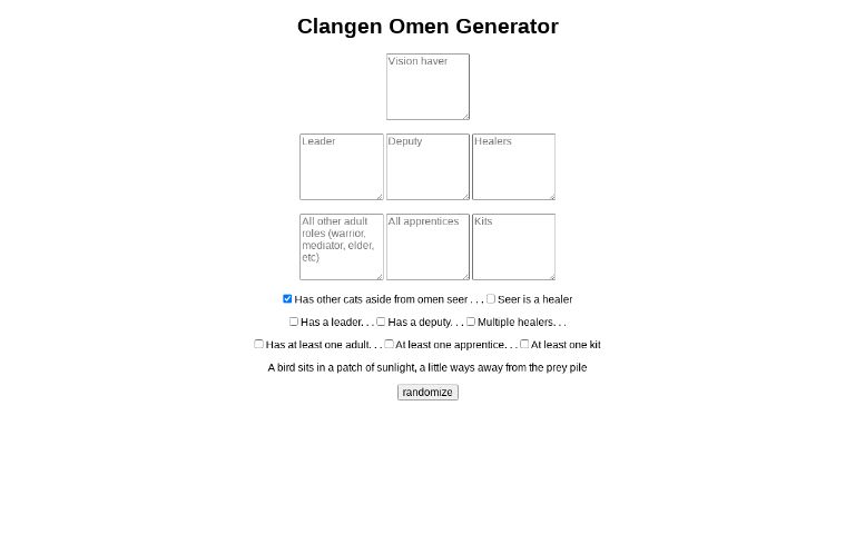 Clangen Omen Generator