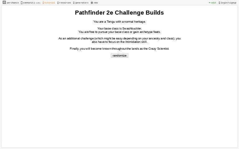 Pf2e Challenge Build Perchance Generator