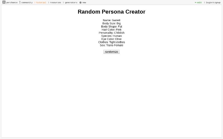 Random Persona Creator ― Perchance Generator