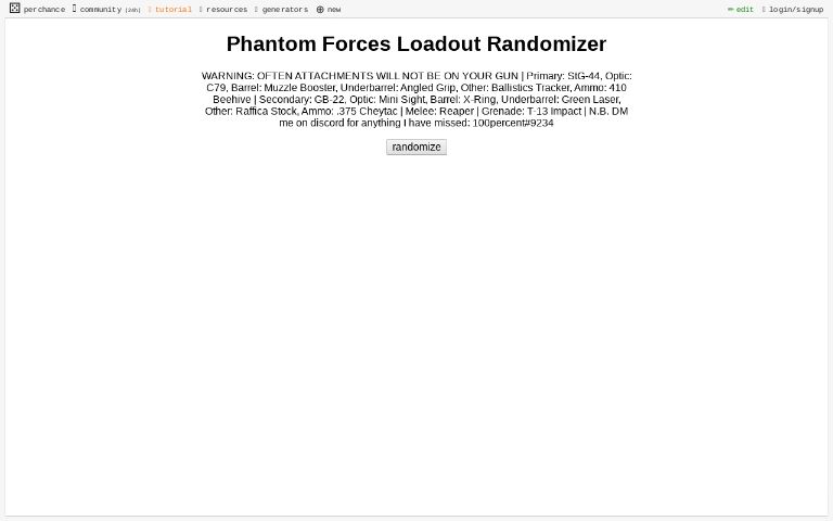 Phantom Forces Loadout Randomizer ― Perchance Generator