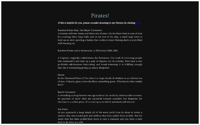 Pirates ― Perchance Generator