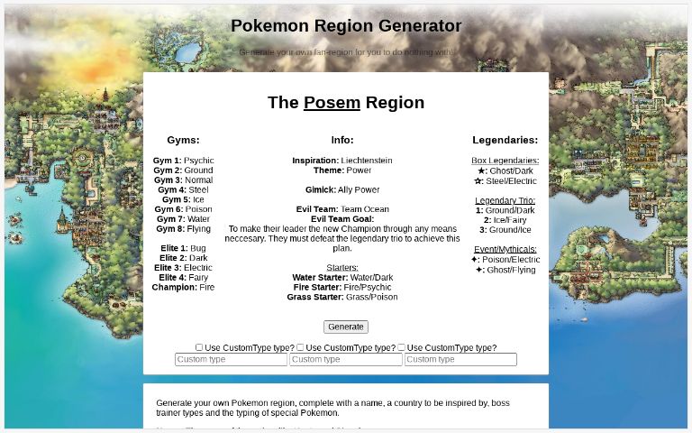 Pokemon Region Generator