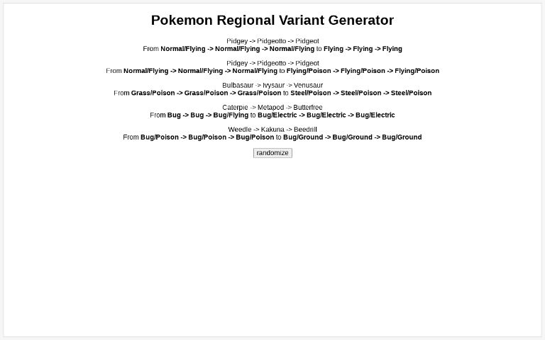 Pokemon Regional Variant Generator