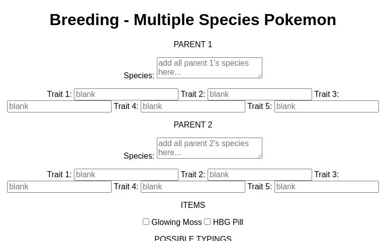 Breeding - Multiple Species Pokemon ― Perchance Generator