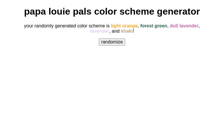papa louie pals color scheme generator ― Perchance