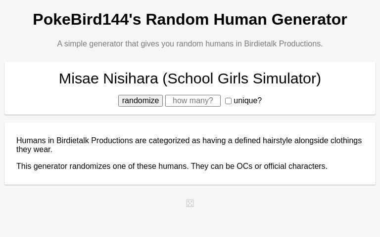 PokeBird144's Random Human Generator