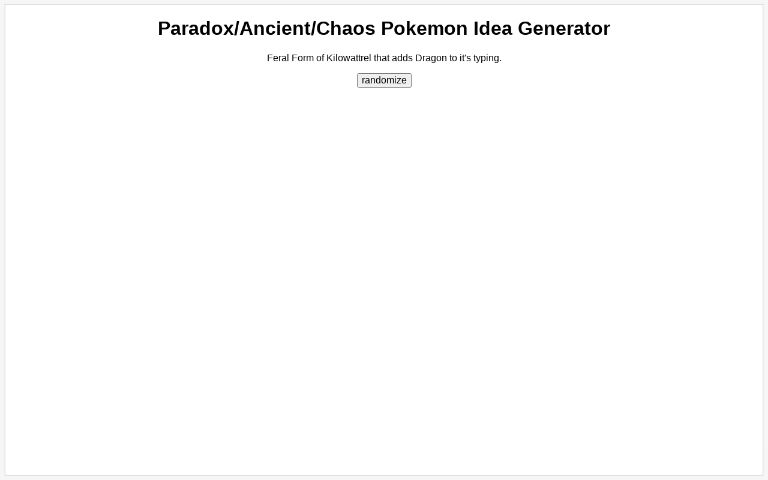 Paradox Ancient Chaos Pokemon Idea Generator