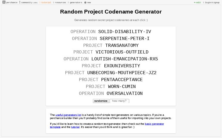 Random Project Codename Generator