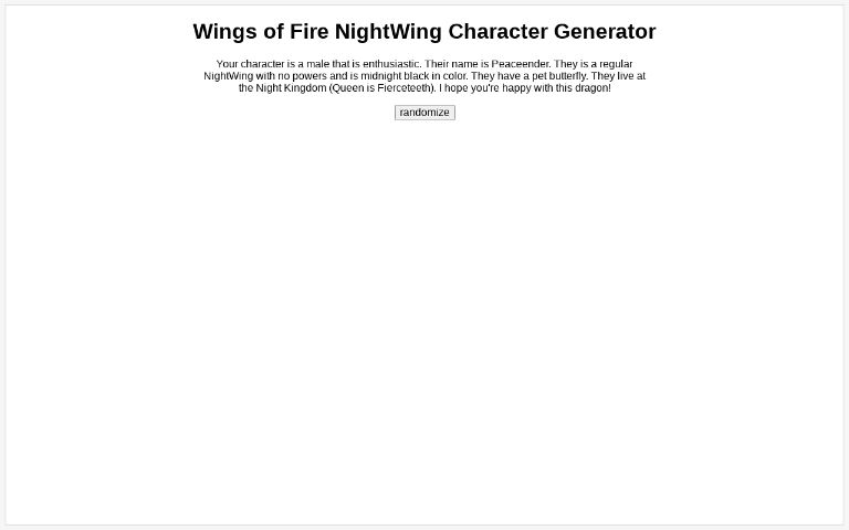 Wings of Fire NightWing Character Generator