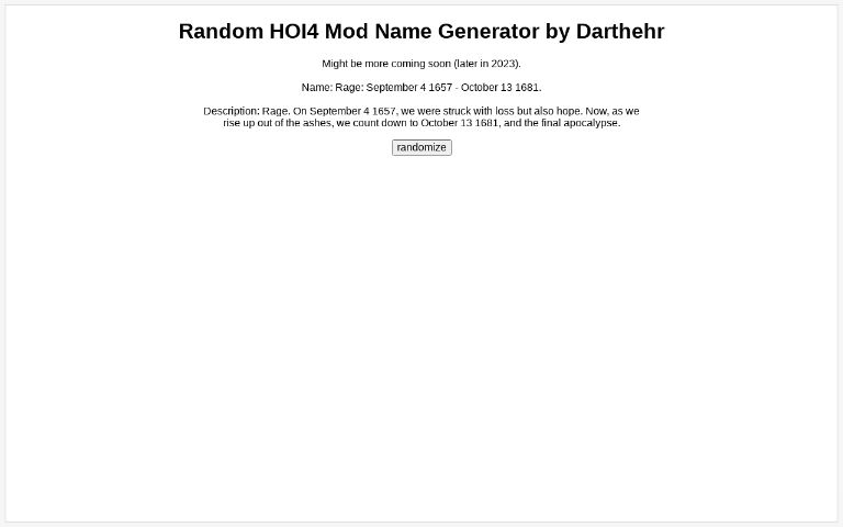 Random Hoi4 Mod Name Generator By Darthehr