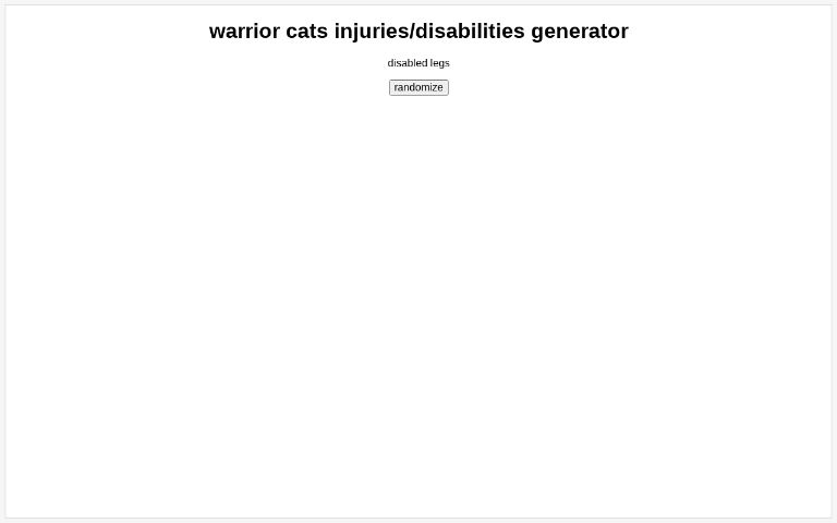 warrior cats injuries/disabilities generator