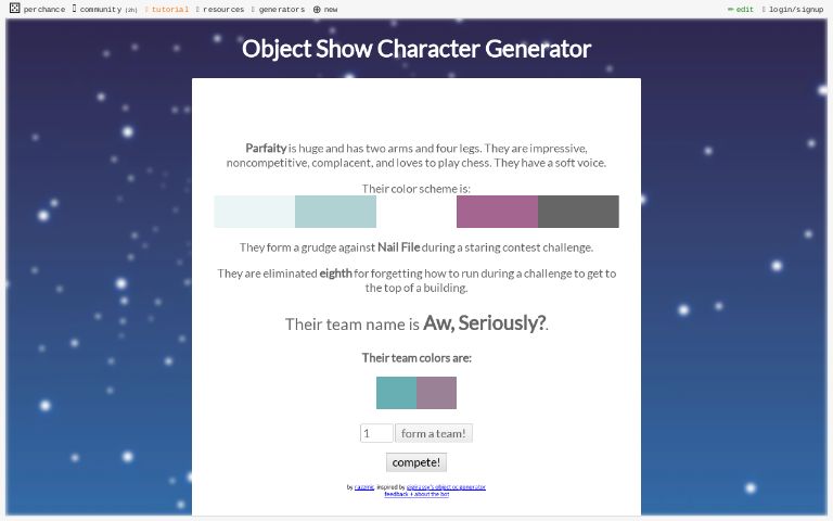 Object Show Character Generator