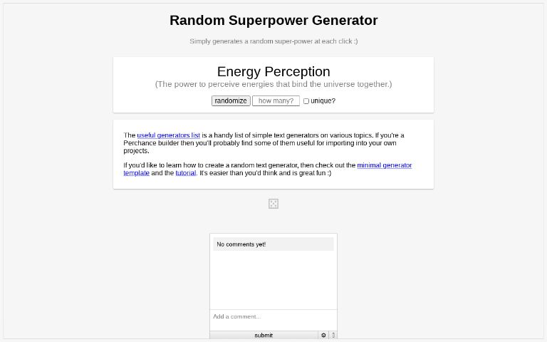 Weaverdice Power Generator ― Perchance