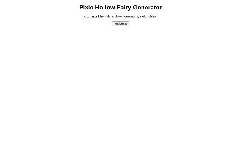Pixie Hollow Fairy Generator