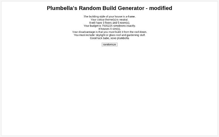 Plumbella's Random Build Generator - modified