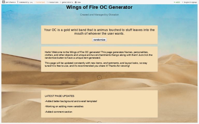 Wings Of Fire OC Generator Perchance