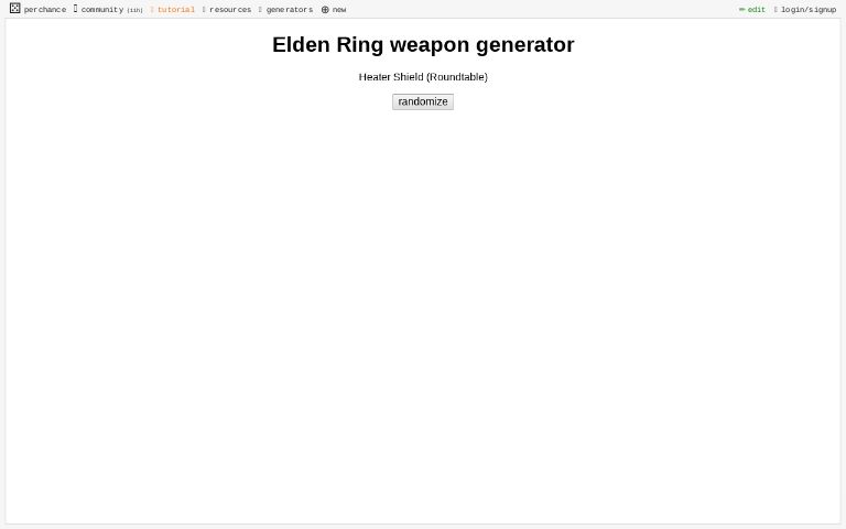 Elden Ring weapon generator ― Perchance
