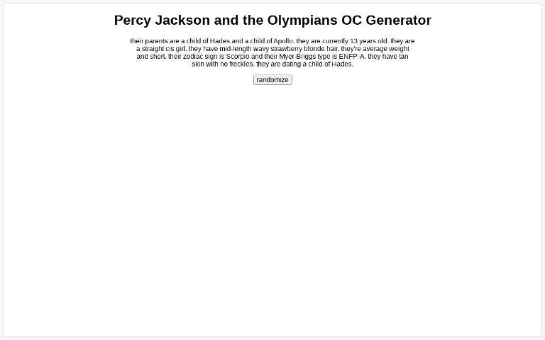 Percy Jackson and the Olympians OC Generator